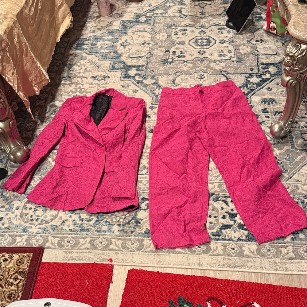 Pink Blazer and Pants Set